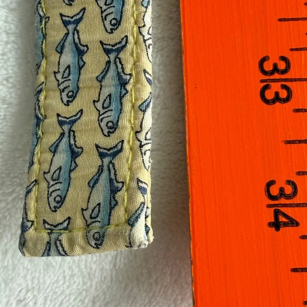 Vineyard Vines Unisex Cloth Belt Fish Print‎ Yellow Size Large D Rings Preppy